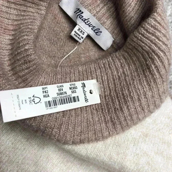 Madewell 2XS Sweater Colorblock Mock Neck Pocket Pullover Redmond Boxy - Picture 5 of 9